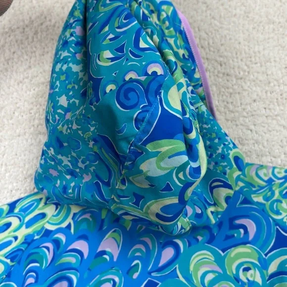 Lilly Pulitzer Jacket Womens M Blue Lagoon Lilly's Full Zip Weekender Hooded - Picture 9 of 14